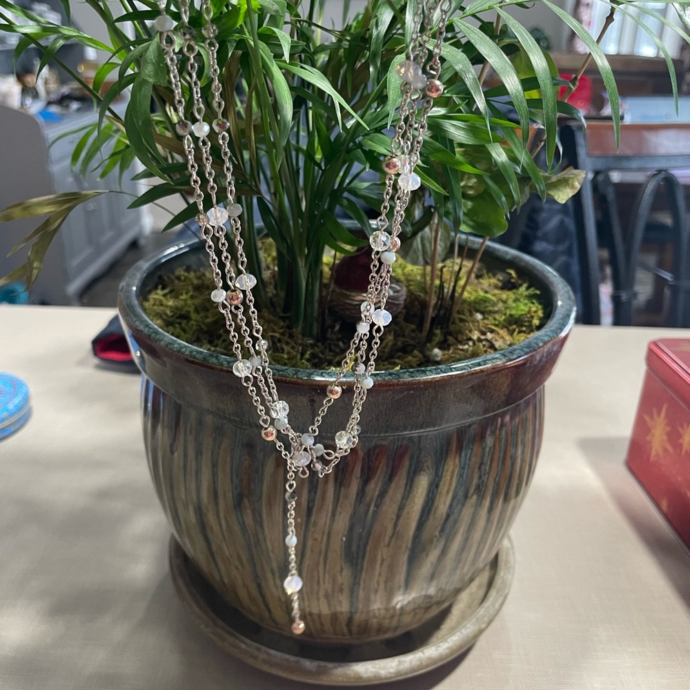 Elegant Silver and Clear Beaded Necklace